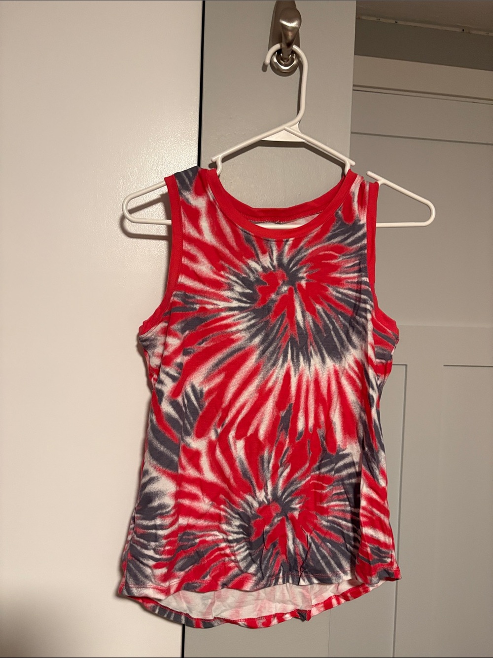 Kids Red Tie-Dye Tank Top with Gray Accents